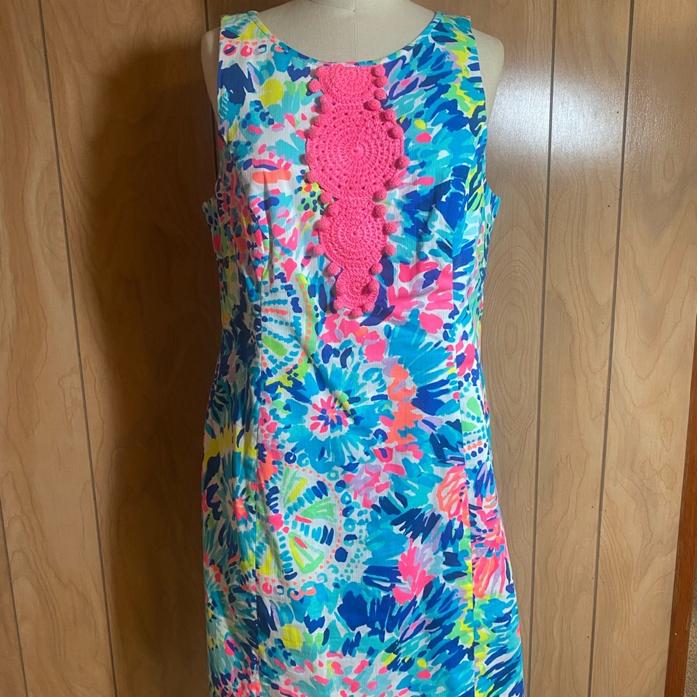 Vibrant Blue and Pink Sleeveless Dress